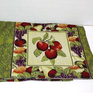 Gold Coast Fruit Tapestry Placemats Set Of 4 Apples Grapes Green Colorful Casual